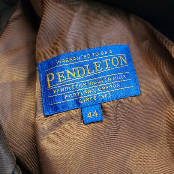 Pendleton Men's Brown Zip Up Button Cashmere Wool Blend Pea Coat Size 44 - Picture 4 of 7